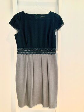 Nissa Black & Gray Midi Dress for Women